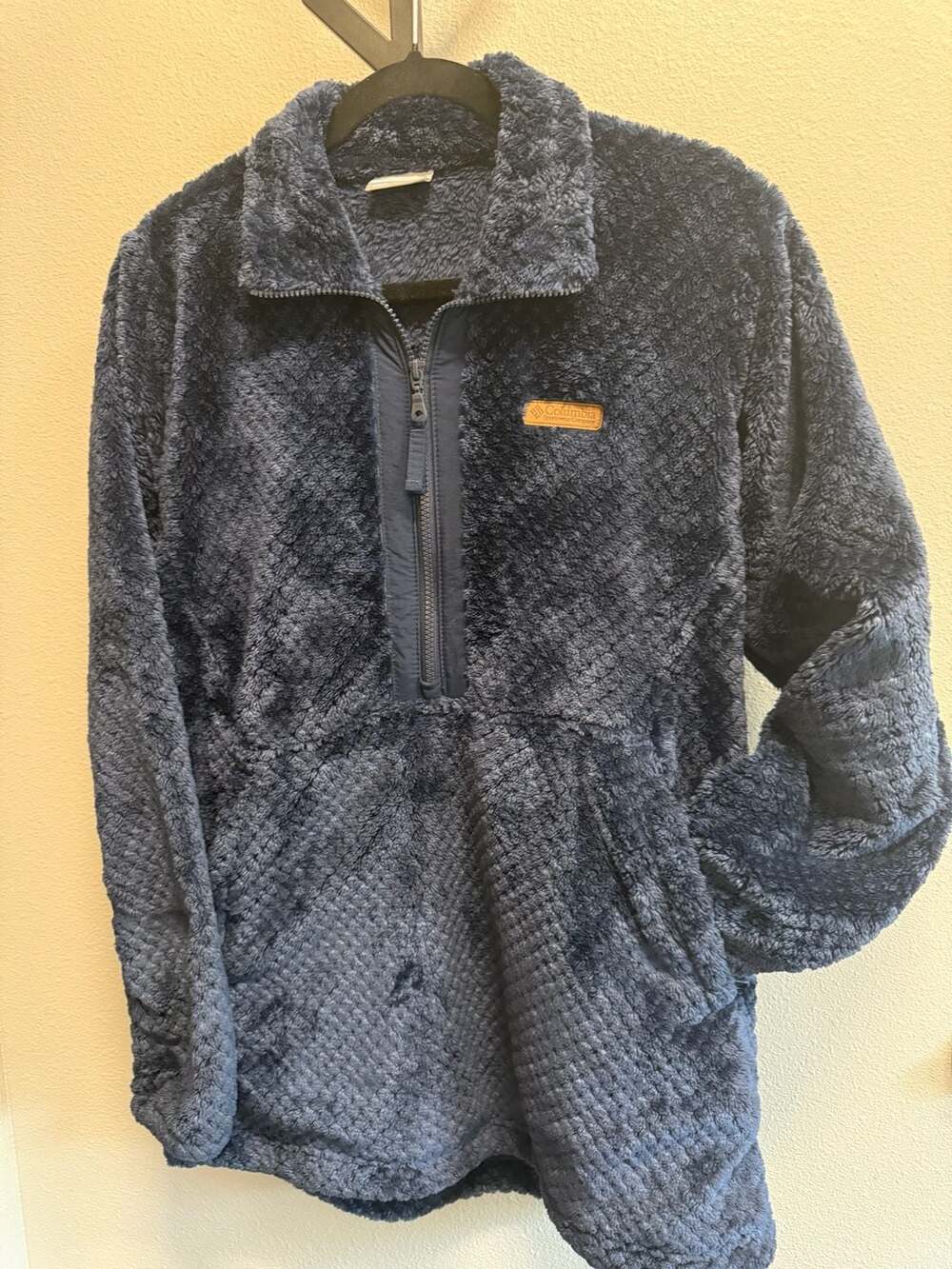 Columbia Fire Side Sherpa 1/4 Zip Size S Navy Fleece Pullover